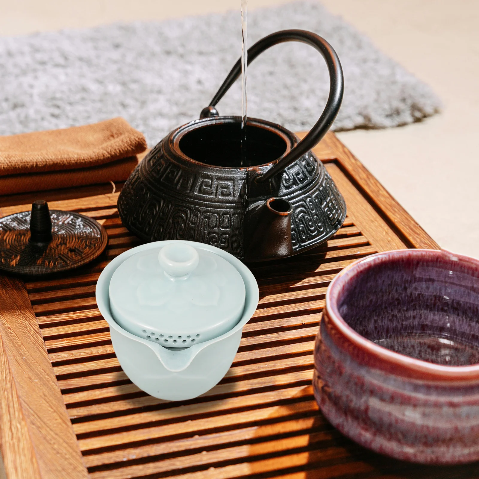 

1Set Portable Ceramic Tea Set Travel Teacup Kit Lightweight Compact Stylish Color Preserves Flavor for Outdoor Office Car