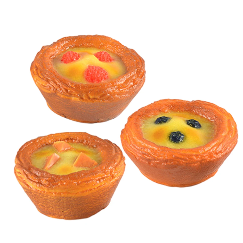 

3pcs Simulated Egg Tart Props Fake Lifelike Home Decorations Photography Realistic Food Model Artificial Decor for Kitchen