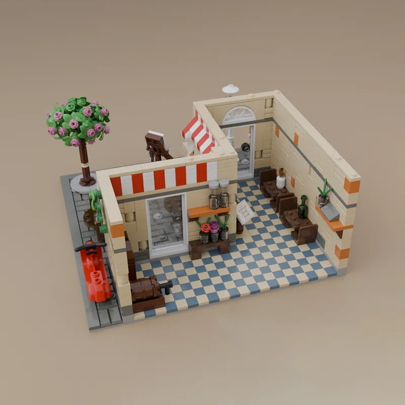 City Street View Modello Moc Mattoni da costruzione Ristorante italiano Modello Tecnologia Blocco modulare Giocattolo Assemblaggio fai-da-te Regali di costruzione