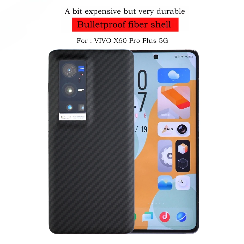 

New Genuine Aramid Fiber Carbon For VIVO X60 PRO Plus Ultra-thin AntiFall Business X60 PRO(CN Version) 5G Shell CASE Cover