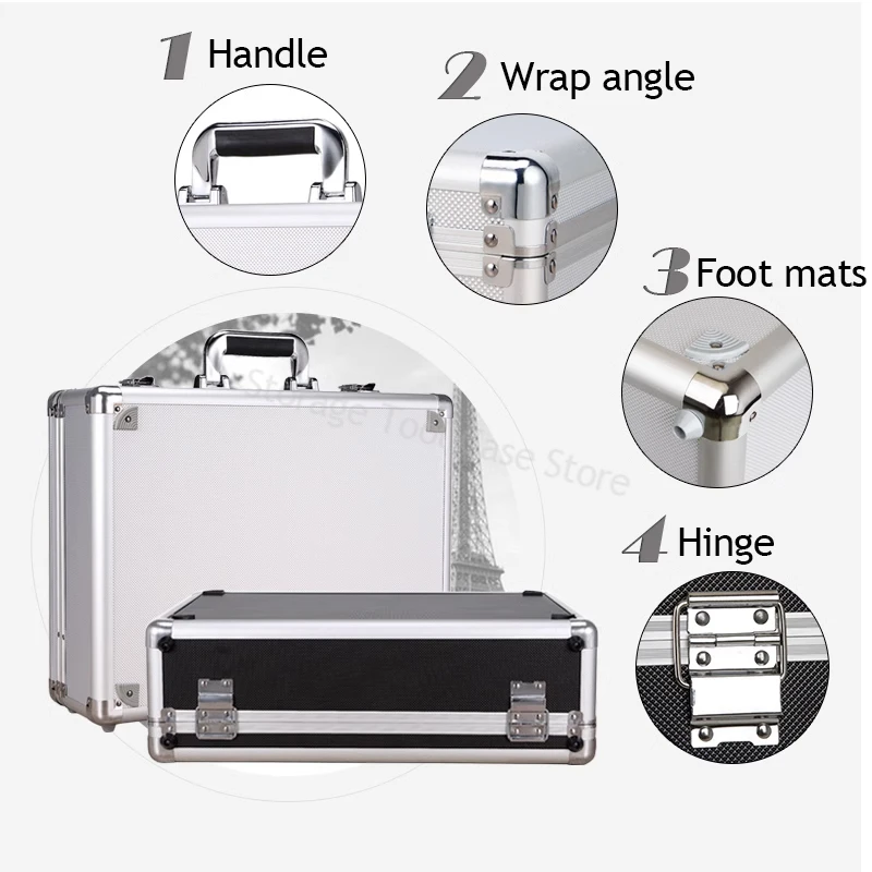 Portable Aluminum Tool Box Hard Carrying Case Waterproof Instrument Case Suitcase Organizer Boxes Hardware Storage Tool Case