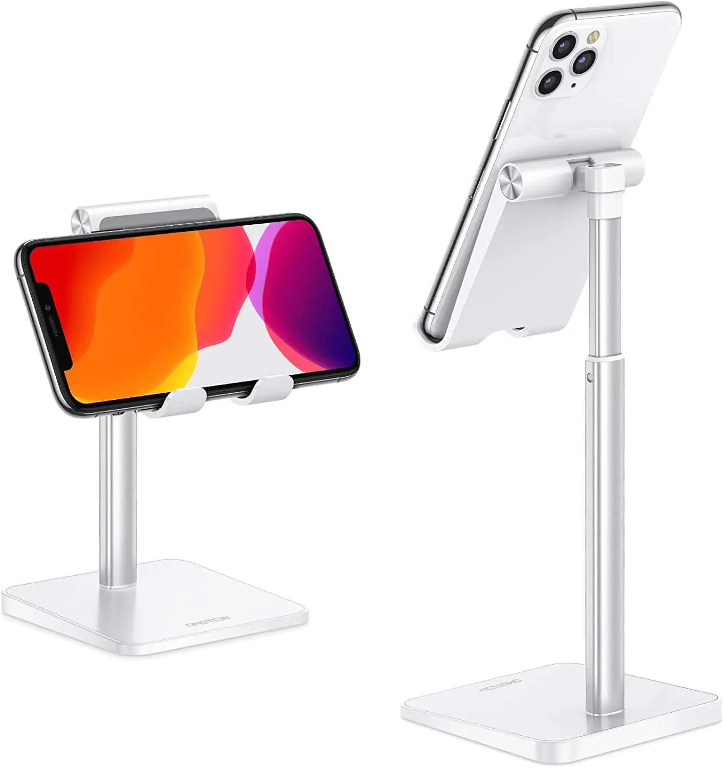 

Adjustable Phone Stand with Universal Compatibility, Silver - Ergonomic Desk Holder for Hands-Free Viewing