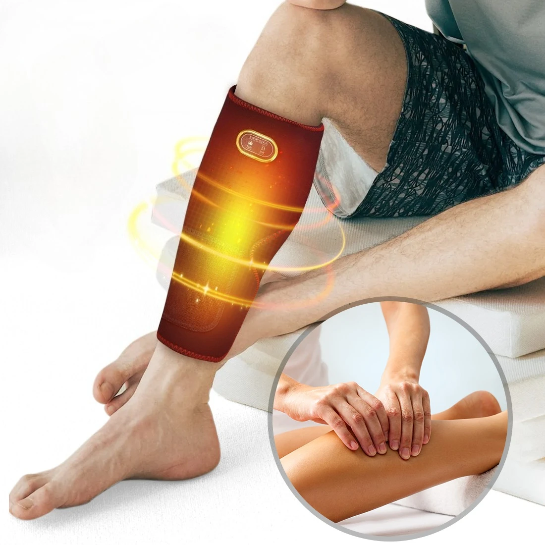 

Heated Calf Massager 3 Modes Heating Massage Sports Recovery Leg Muscle Strain Relief Soreness Stiffness Ease Circulation Boost