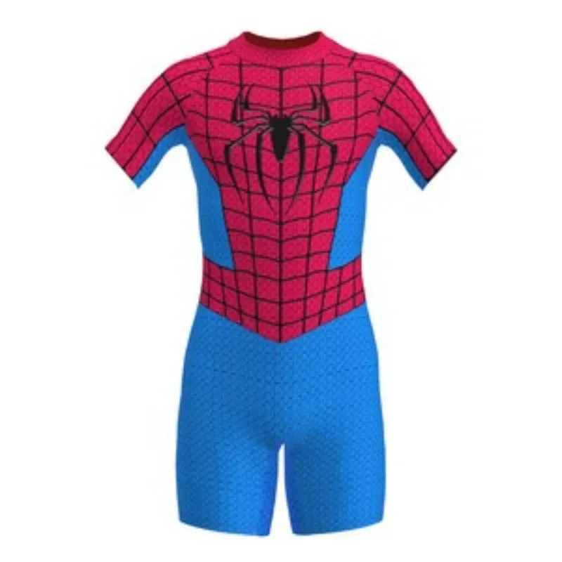 qq28LQSpiderman Children Swimwear Cosplay Far From Home The Amazing Iron Man BoysTo Beachwear Surfing Swimsuit Bathing Set Wetsu