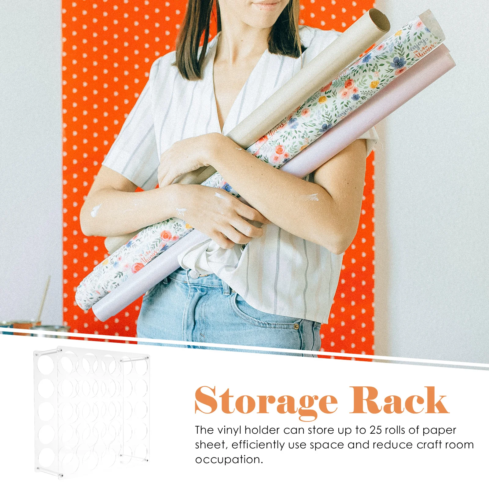 

Vinyl Roll Storage Organizer Craft Room Vinyl Holder Premium Acrylic Space Saving Display Craft Paper Rack Acrylic Display Rack