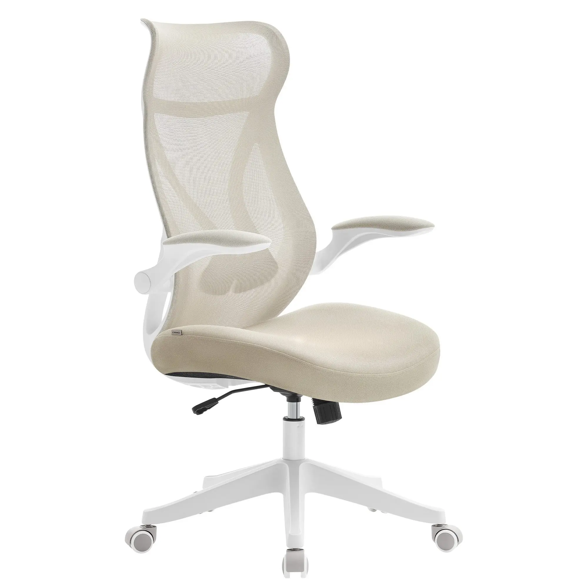 SONGMICS office chair, desk chair, ergonomic backrest, folding up armrests