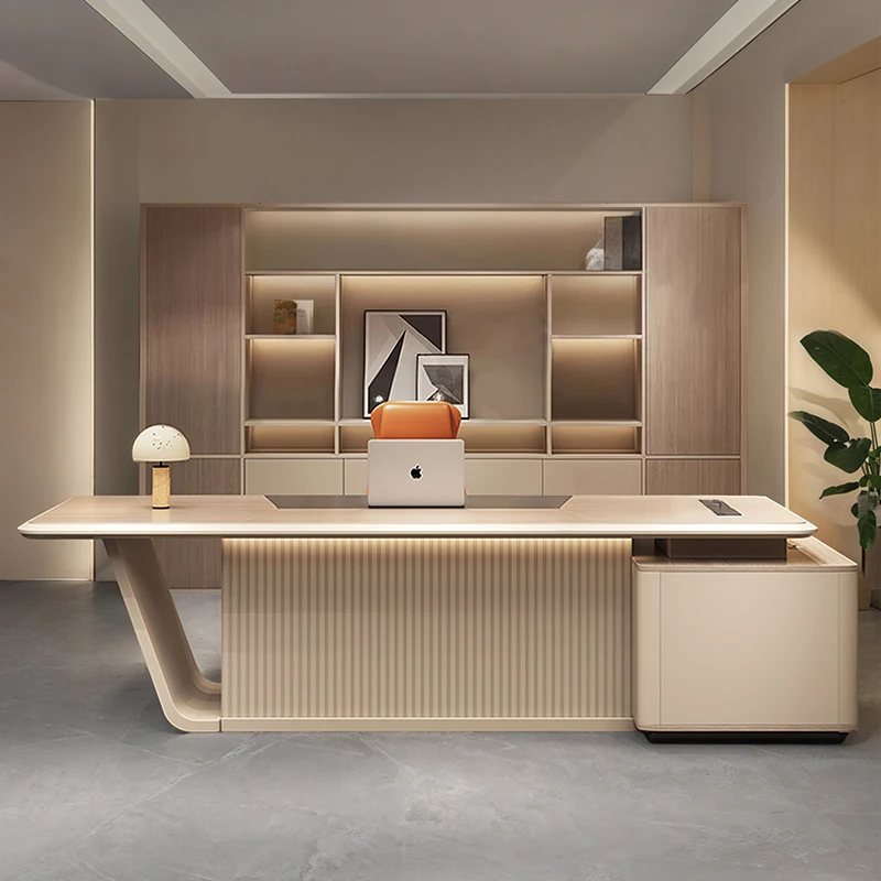 

Wooden Standing Office Desk Computer Drawer Gadgets Office Desk Reception Minimalist Escritorio Oficina Commercial Furniture