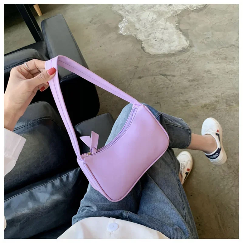 Retro Solid Color Totes Bags 2023 New Women\'s Fashion Handbags PU Leather Shoulder Underarm Bag Casual Women Shoulder Bag