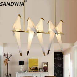 SANDYHA Modern Bird Cage Chandelier Lustre for Bedroom Living Dining Room Restaurant Pendant Lights Home Decor Fixtures Hanglamp