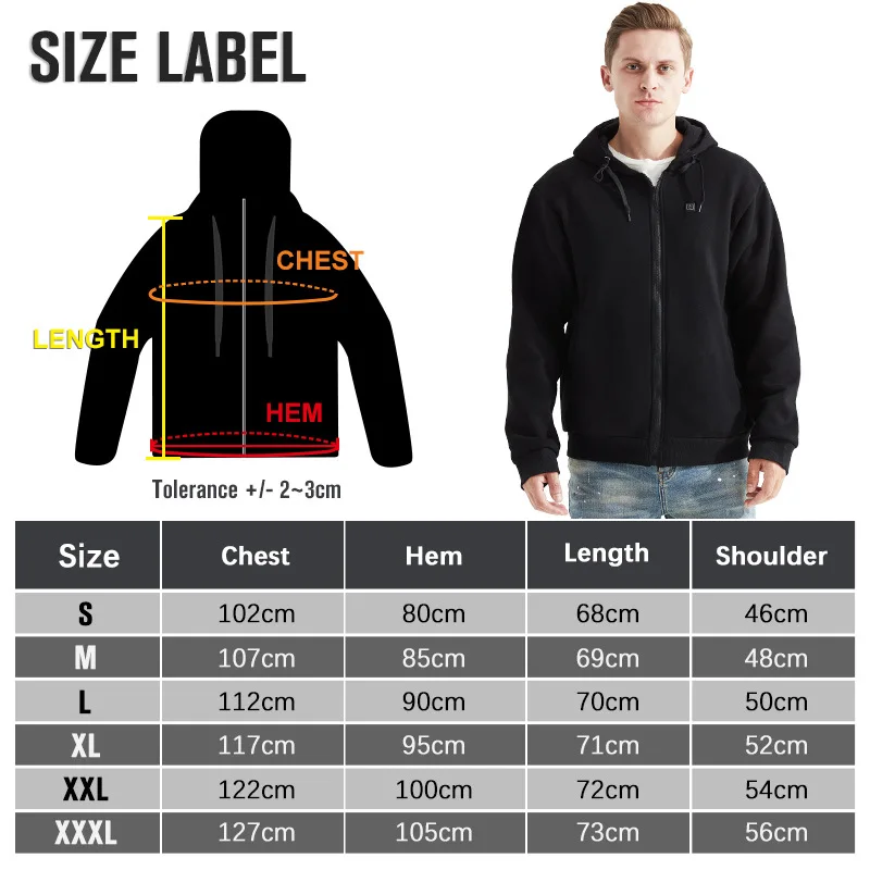 USB Electric Heating Hoodie Comfortable And Warm Heating Hoodie Skiing Outdoor Hiking Heating Jacket Motorcycle