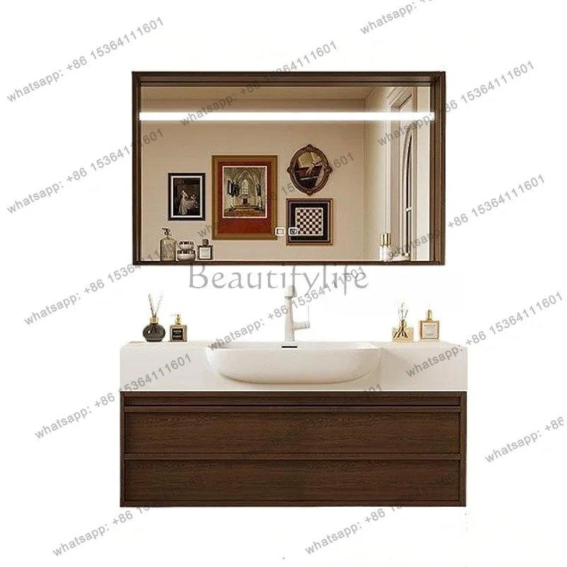 

Medieval style integrated big belly basin bone line bathroom cabinet combination bathroom washstand