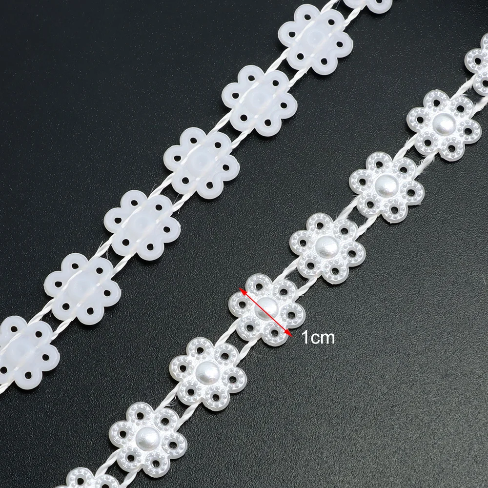 2 Yards 6-10mm Plastic Pearl Garlands Half Round Pearl Bead trim Cotton Chain String For Wedding Christmas Decoration DIY Crafts