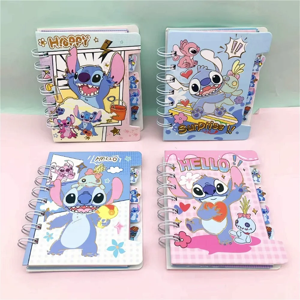Disney Random 4Pcs Stitch A7 Loose-leaf Spiral Notebook, Diary & Notepad, Ideal Back-to-School Gift