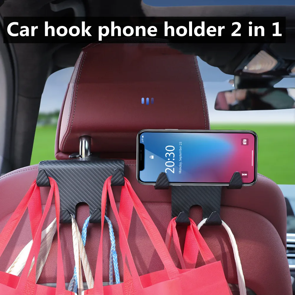 

2 In 1 Adjustment Car Seat Headrest Hooks Car Phone Holder Convenient Backseat Car Organizer Car Backpack Hook For Front Seat