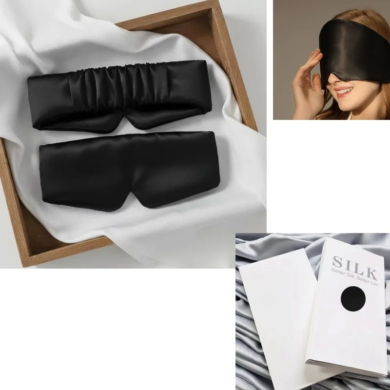 Ice Silk Sleep Mask for Side Sleeper, Travel, Airplane, Office, for Wrinkle-Free Sleep, Total Blackout, Adjustable Strap,