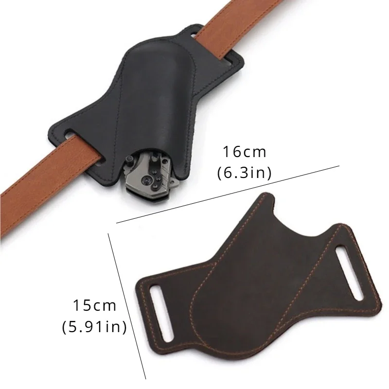 1pcs Leather Anti-scratch Storage Sheath Folding Flick Knife Waist Belt Clip Holder Pocket Knives Pack Tools for Camping