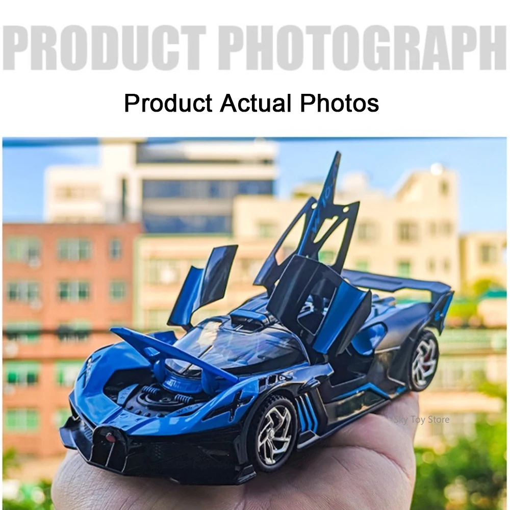 1:32 Bolide Divo Diecast Car Alloy Model Miniature Car with Sound Light Pull Back Doors Opened Vehices Home Decor Ornaments Gift