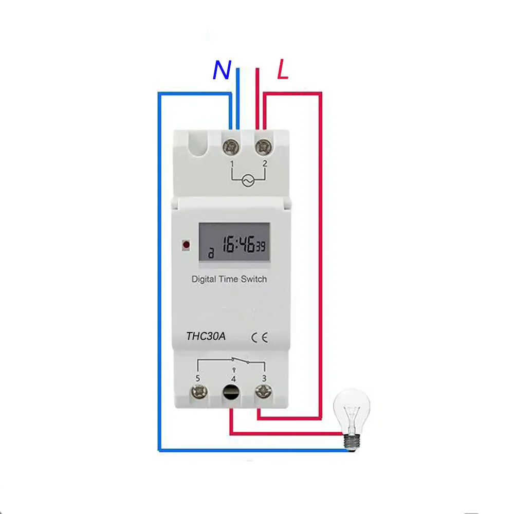 New Type Din Rail 2 Wire Weekly 7 Days Programmable Digital TIME SWITCH Relay Timer Control AC THC 15A 30A 220V 230V 12V 24V 48V