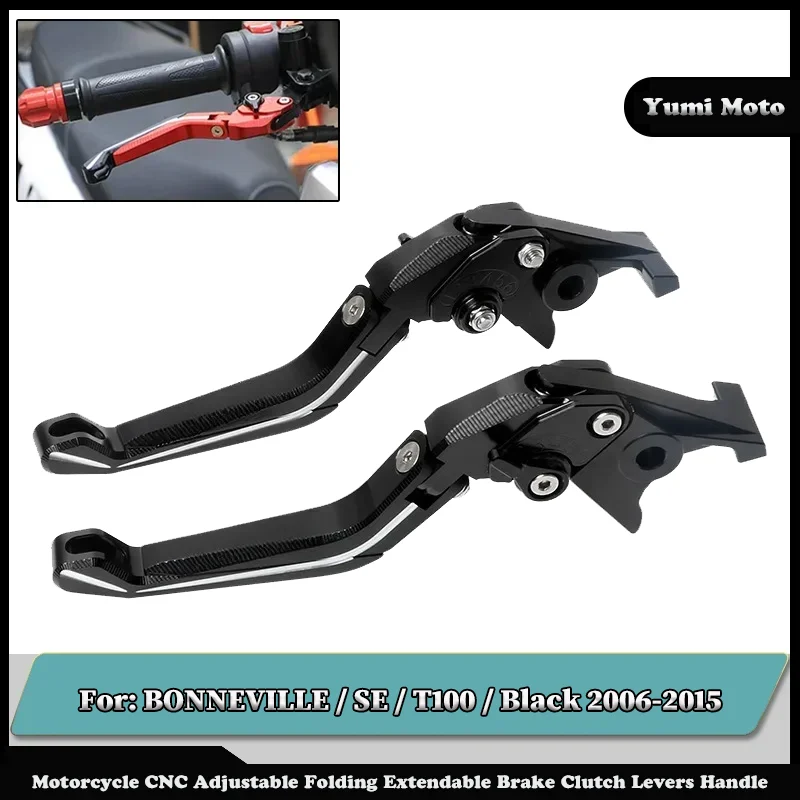 

NEW Motorcycle Folding Adjustable Brake Clutch Levers Handlebar For Triumph BONNEVILLE / SE / T100 / Black 2006-2015