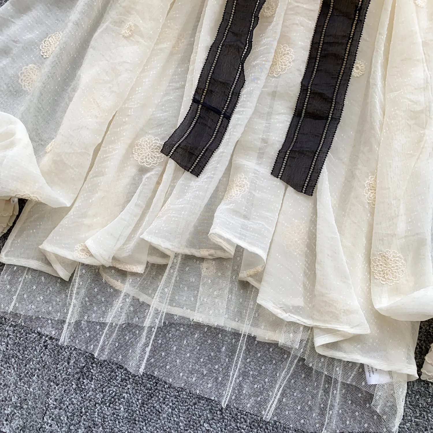 Elegant Bow‑tie Blouse  Puff L - Summer Clothing For Teens review and price