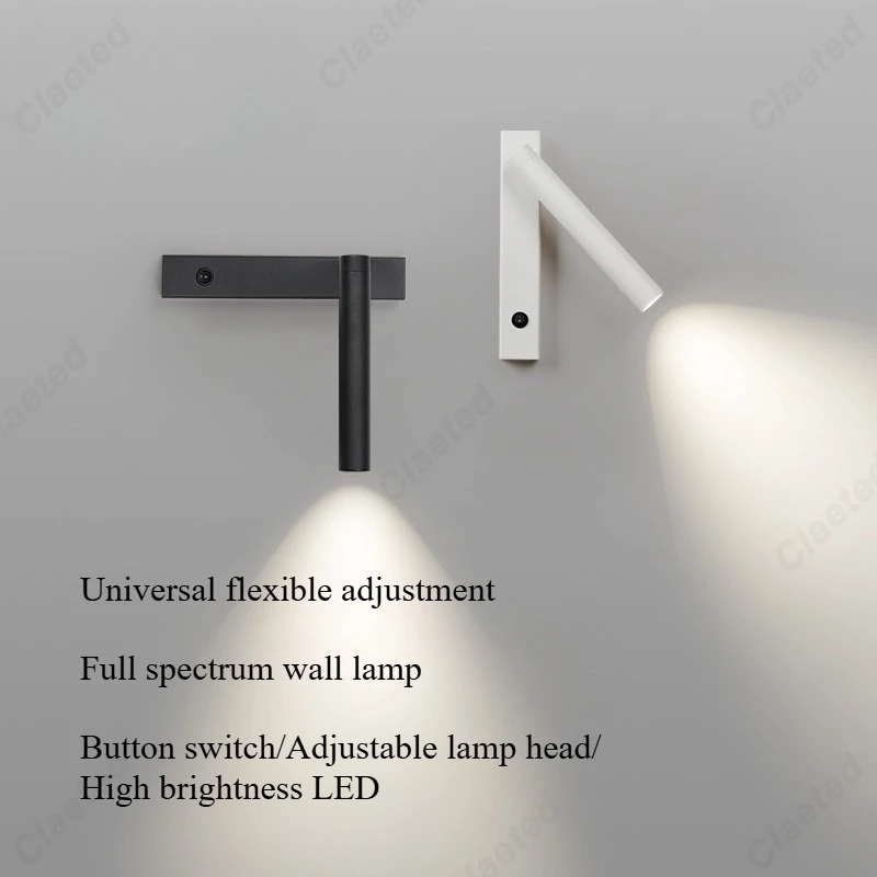 

Modern Minimalist European LED Bedroom Bedside Reading Wall Lamp Rotatable Angle Eye Protection Lighting Small Spotlights