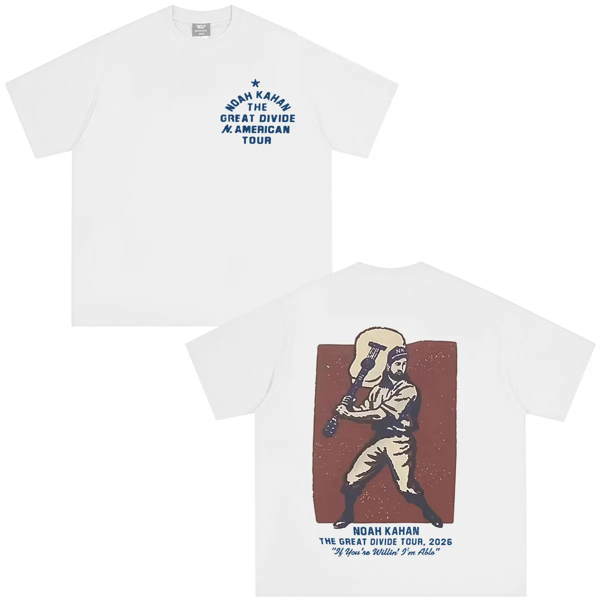 Noah Kahan The Great Divide Tour 2026 Graphic T-shirt Men Fashion Vintage T-shirt Short-sleeved Casual Cotton Oversized T-shirts