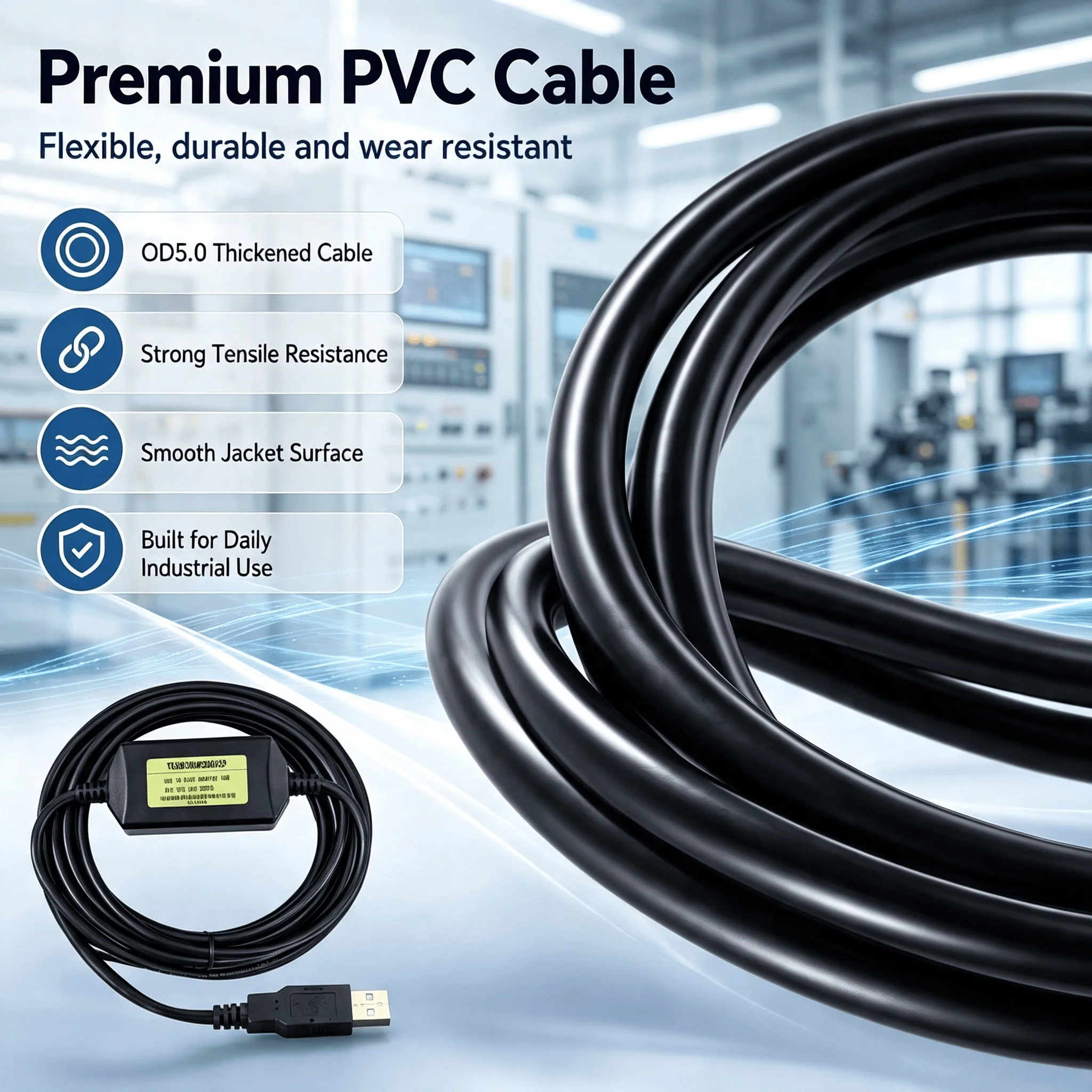 TCSMCNAM3M002P USB to RJ45 Communication Cable for Schneider ATV Inverter LXM Servo, Parameter Setup Data Download Cable, 3M
