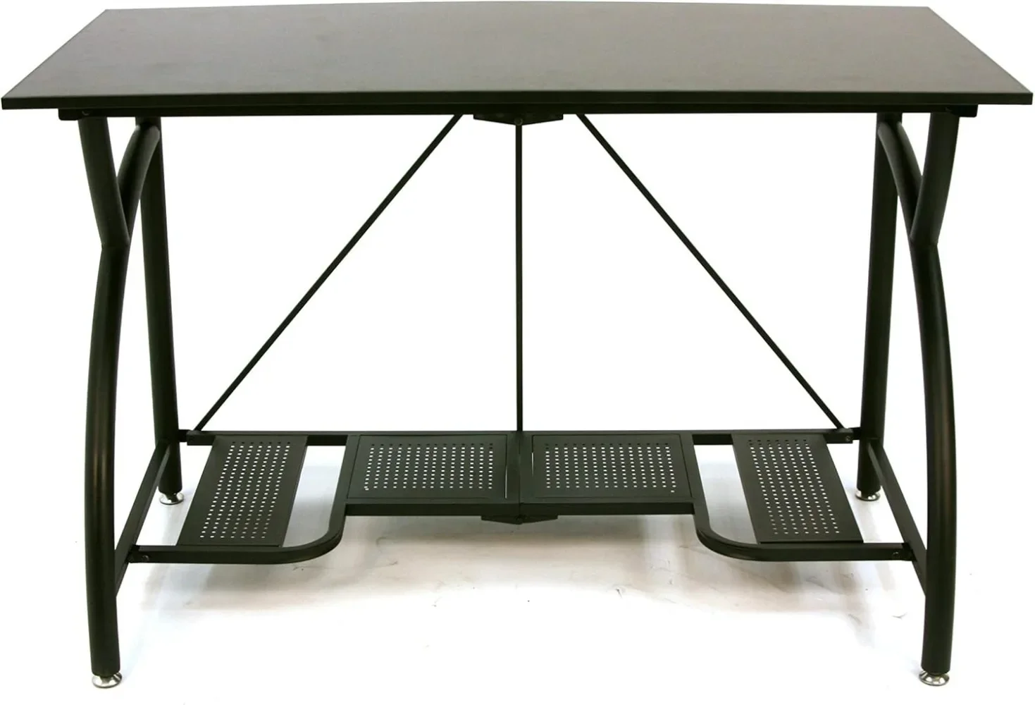 Multipurpose Adjustable Standing Desk Computer Table with Origami Connection Clip and Bottom Gaming Desk Shelf, Black