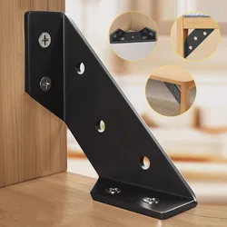 Black multi-function cold-rolled steel furniture corner bracket connector,triangular stabilizer for various places of furniture
