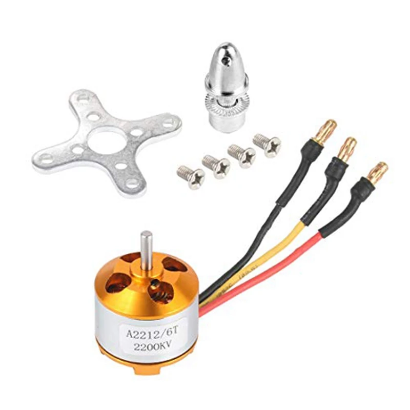 4 Pcs 2212 2200KV Brushless Motor With Mounts 6T For DIY RC Aircraft Plane Multi-Copter Quadcopter Drone Accessories