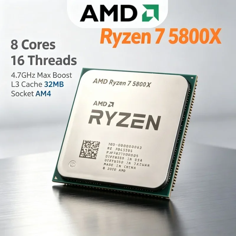 32M L3 Cache AMD R7 5800X Gaming Processor 8 Core 16 Thread 3.8GHz AM4 Socket Unlocked Desktop CPU Tray No Box
