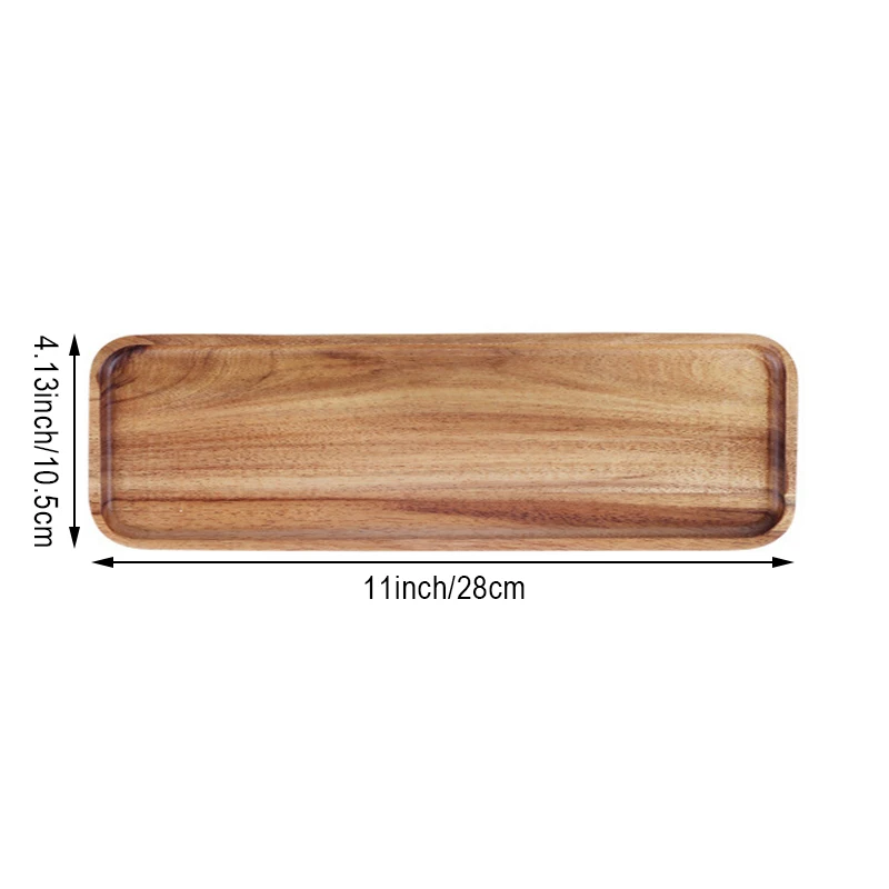 1PC Acacia Wooden Serving Tray Dessert Coffee Dessert Tea Cake Fruit Platter Home Storage Dish Decor