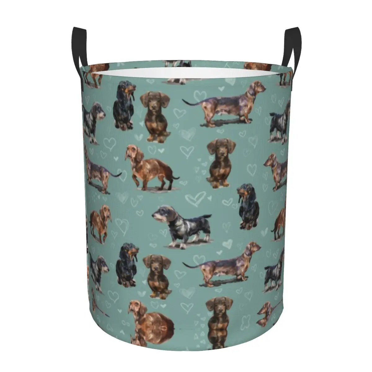 Custom The Dachshund Laundry Basket Foldable Badger Sausage Wiener Dogs Clothes Hamper for Nursery Kids Toys Storage Bag