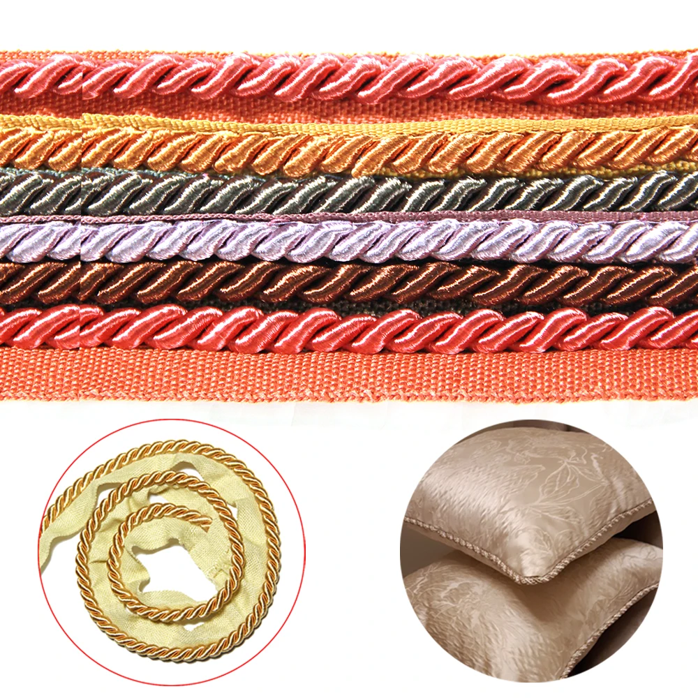 5M Braided Macrame Cord Trim Band Home Decoration Trim Sewing Lace Piping Curved Pillow Wing Gold Rope Clothing Accessories