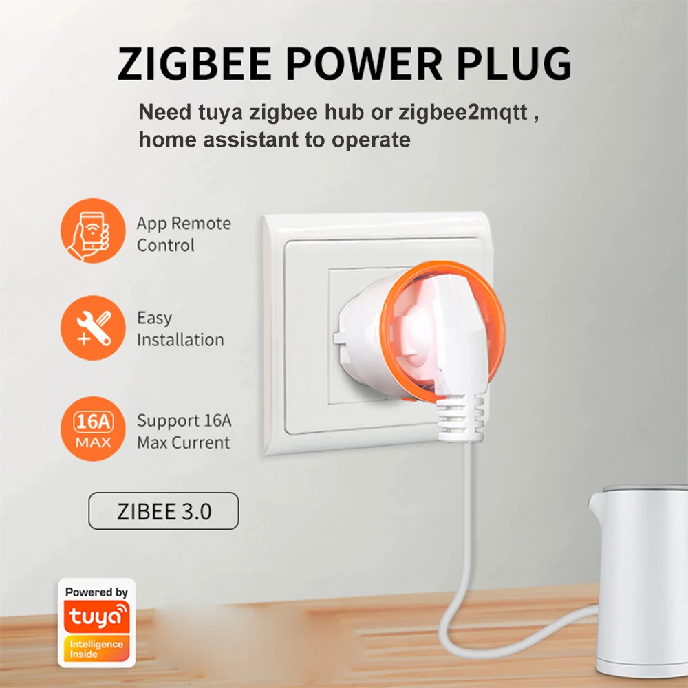 NEO Coolcam Tuya Smart Zigbee 3.0 Power Plug 16A EU Outlet 3680W Meter Remote Control Work With Zigbee2mqttt and Home Assistant