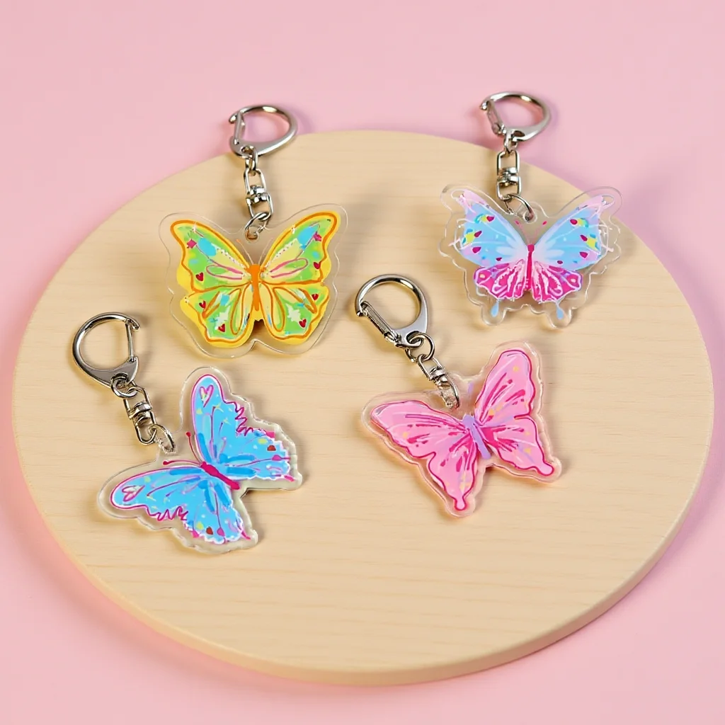 Butterfly Keychain Colorful Butterfly Key Ring Acrylic Pendant Cartoon Acrylic Keychain For Gift Keys Friends