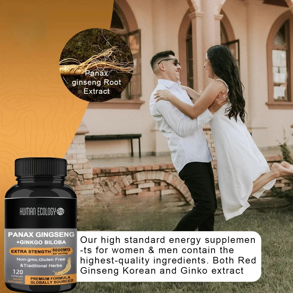 Human Ecology 1500mg Turmeric Extract with 95 Curcumin Enhanced with Black Pepper Ginger Strength