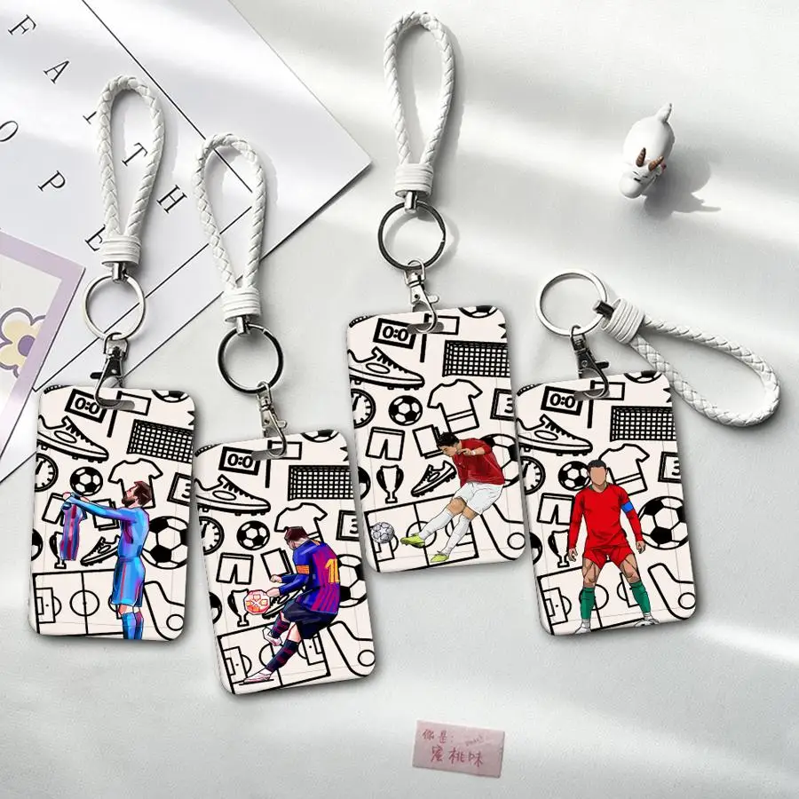 Sports Football Cartoon Cool 1Pc Card Holder Retractable Credit Card Holders Holders Child Bus with lanyard Badge Bank ID Cover