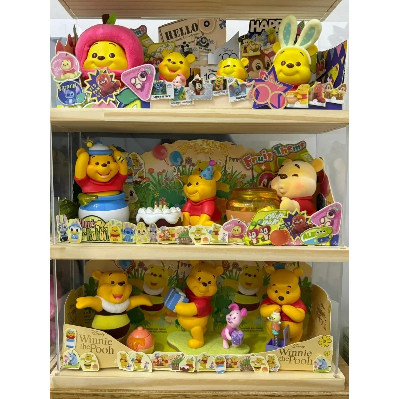 Miniso Winnie the Pooh Old Friend Party Theme กล่องตาบอดรูป Kawaii น่ารักของเล่นเด็กวันเกิด Xmas ของขวัญอินเทรนด์สะสม