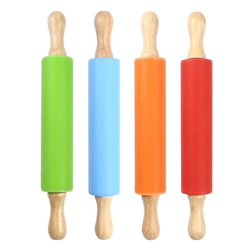 1Pcs Silicone Non-stick Fondant Rolling Pin for  Fondant Cake Dough Roller Decorating Cake Roller Crafts Baking Cooking Tool