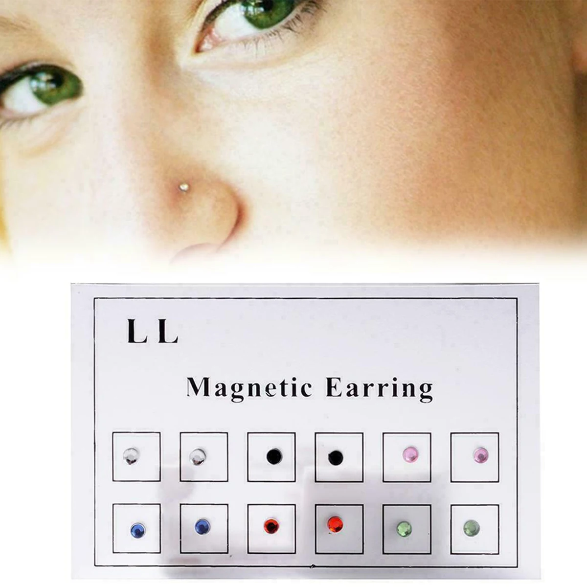 12pcs Hole-less Nose Studs Non-Piercing Drilling Magnetic Magnetic Lip Studs Small Ear Studs Small Size Ear Bone Studs