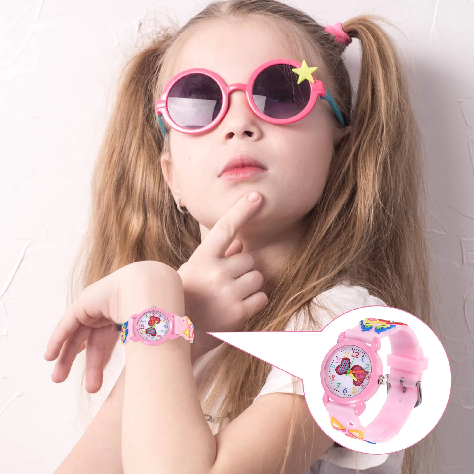 1Pcs Watch Lovely 3D Cartoon Colorful Design Wrist Ornament Easy Buckle Adjustable Strap Stylish Student Gift