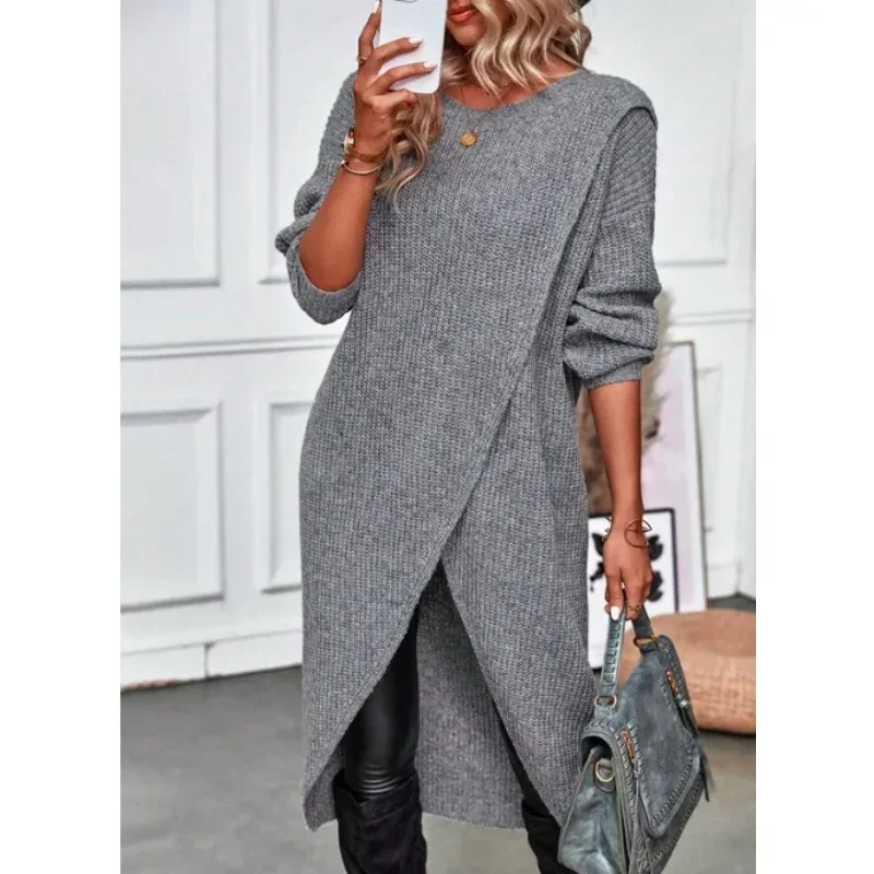 

2024 Women's Knitted Long Irregular Skirt Dress Jacket
