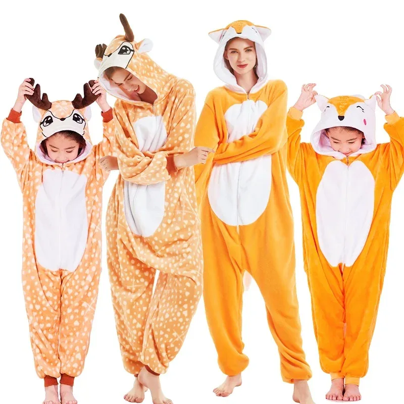 

Kigurumi Fox Deer Onesies Cartoon Pajamas For Adults Women Men Animal Pyjamas Homewear Halloween Christmas Cosplay Party Costume