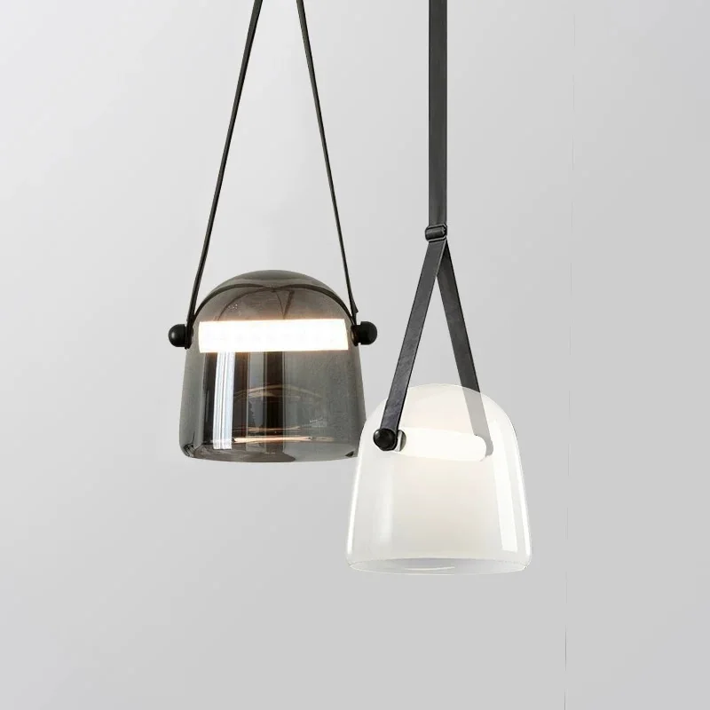 Dimmable Modern LED white lItaeather and glass chandelier with customised dimensions for living room, dining room ceiling Luster