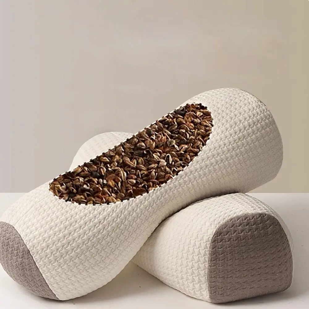 Almohadas cilíndricas de trigo sarraceno, almohada transpirable antiarco para la columna vertebral, alivio del dolor en el cuello, ayuda a dormir, almohada Cervical de tracción para adultos