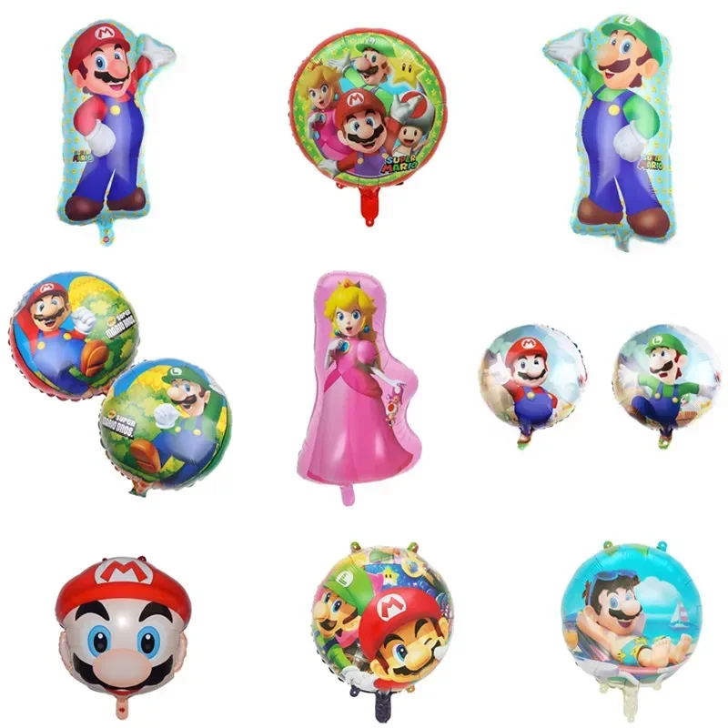 Super Marioes Bros Balloon Family Birthday Party Decoration Toy Kids Aluminum Foil Balloon Supplies Kids Birthday Party Gift