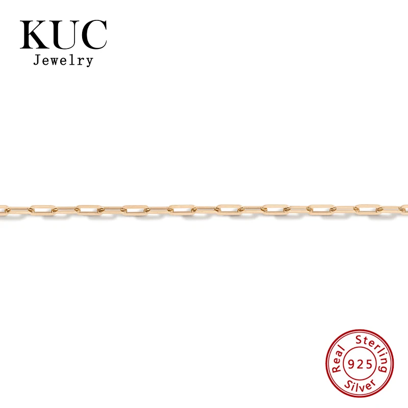 

925 Sterling Silver Minimalist Unisex Custom 18k Gold Plated Fine Jewelry Medium Paperclip Chain Bracelet for Women