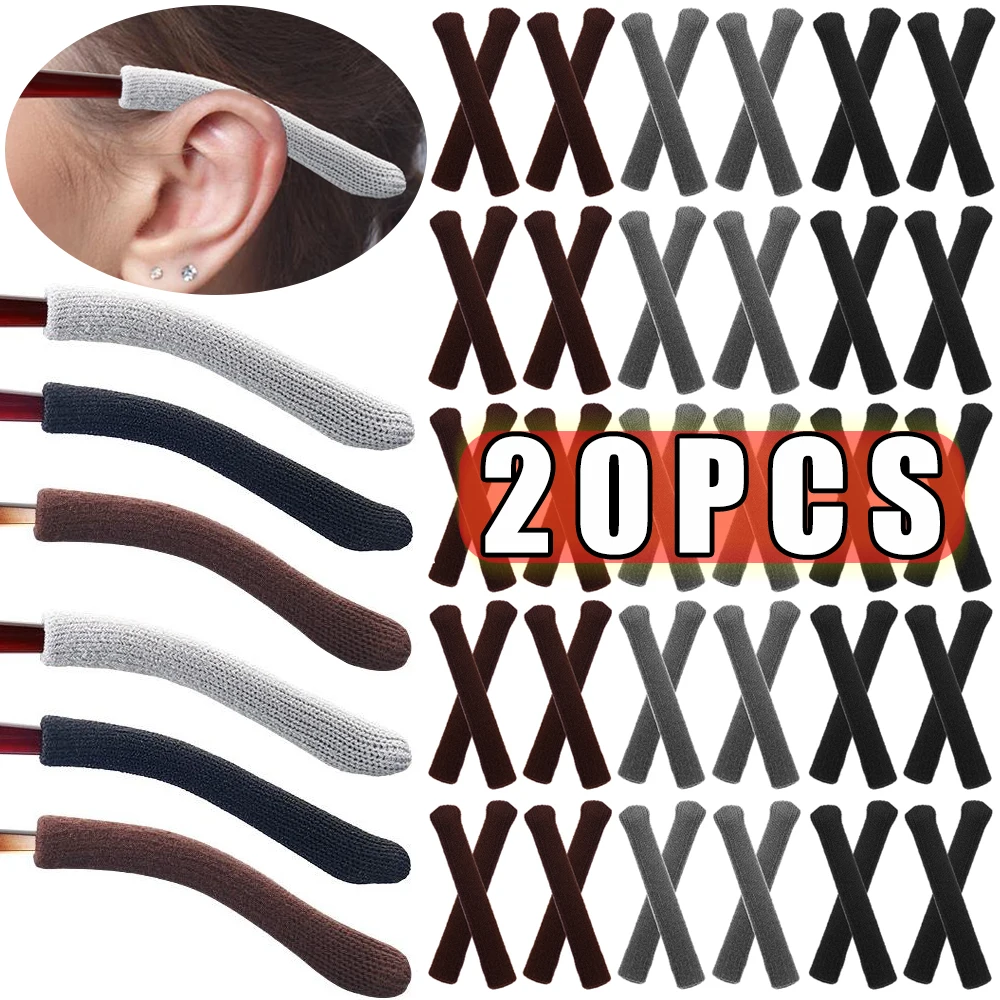 

2-20PCS Knitted Eyeglasses Anti-slip Sets Soft Cotton Fabric Frame Leg Glasses Retainer Cushion Ear Sock Sleeve Comfort Eyewear