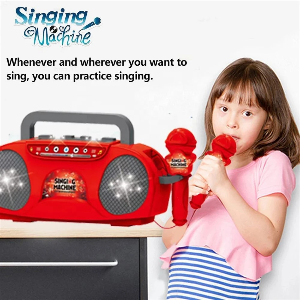 Kids Microphone Karaoke Singing Machine Toys Portable Educational Toy With Light Birthday Gift For Boys And Girls